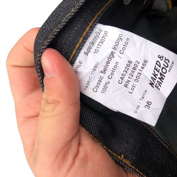 RARE Naked & Famous Selvedge Jeans Size 36 Classic Selvedge Indigo - Picture 6 of 7